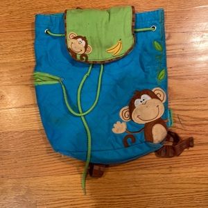 Monkey themed drawstring backpack.